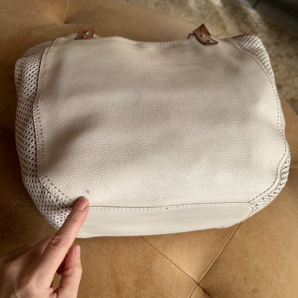 Boho Resort Genuine Leather Slouchy Tote Hobo Bag Tassle White - Picture 15 of 16